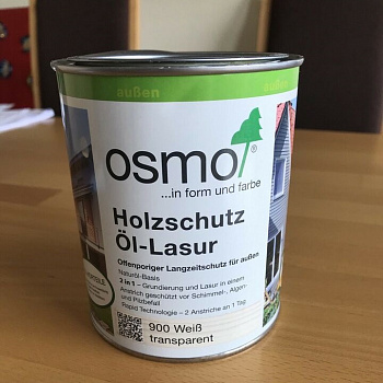 Масло Osmo 900 HolzSchutz Ol-Lazur Белое (0,75 л) Масло Osmo 900 HolzSchutz Ol-Lazur Белое (0,75 л)