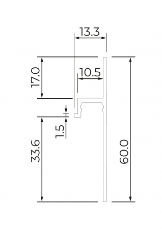 Картинка товара плинтус теневой licorn под подсветку 2050*60(34)*13,3 мм С-08.2.3 parketcity-ufa.ru