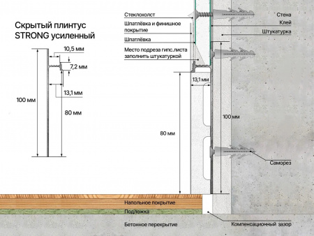 Картинка товара скрытый плинтус laconistiq regular 3000*80*13 мм 014600 parketcity-ufa.ru